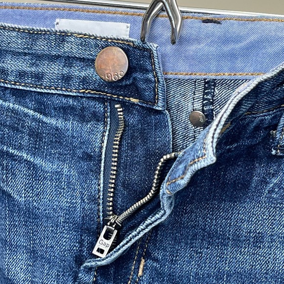 Gap 1969 Destructed Dark Raw Hem Mini Blue Jean Skirt 30 10 - Picture 3 of 7